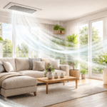 Wohnzimmer mit Lüftungsanlage durchlüftet