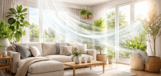 Wohnzimmer mit Lüftungsanlage durchlüftet