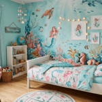 Kinderzimmer mit dem Motto "Unterwasser" (KI generiertes Bild)