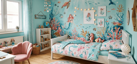 Kinderzimmer mit dem Motto "Unterwasser" (KI generiertes Bild)