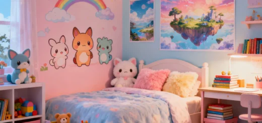 Kinderzimmer mit dem Motto "Anime" (KI generiertes Bild)