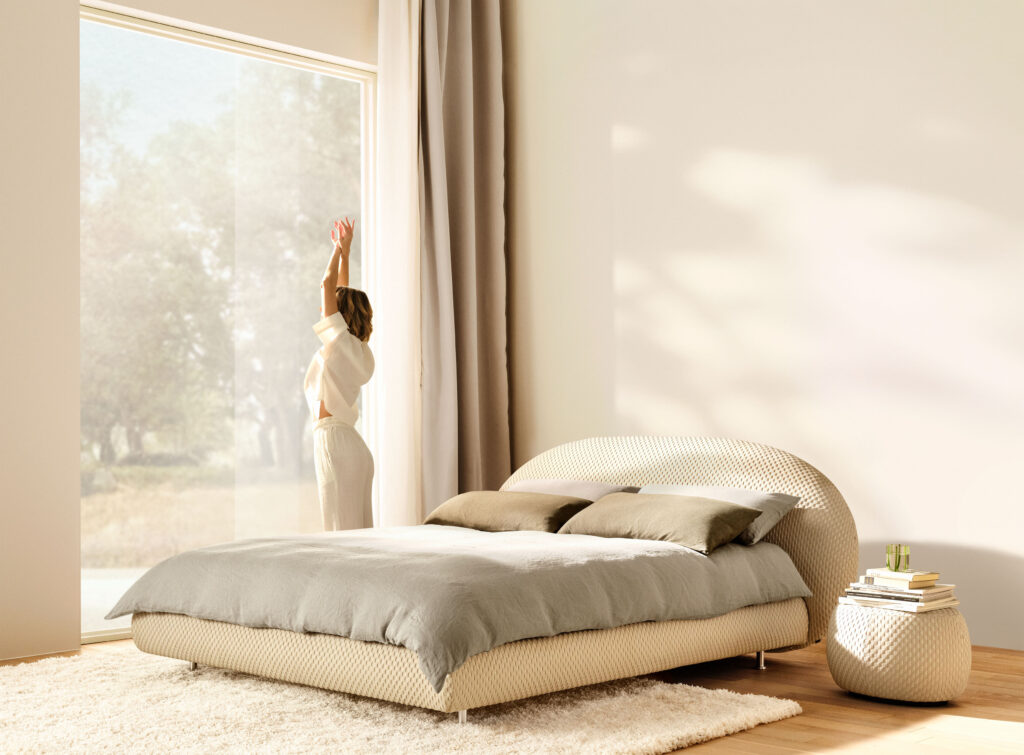 Modernes Bett mit runden Formen