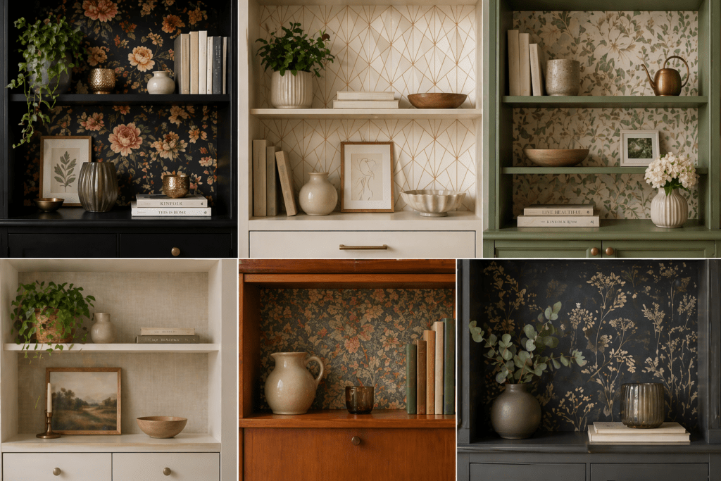 6 verschieden gemusterte Schrankrückwände