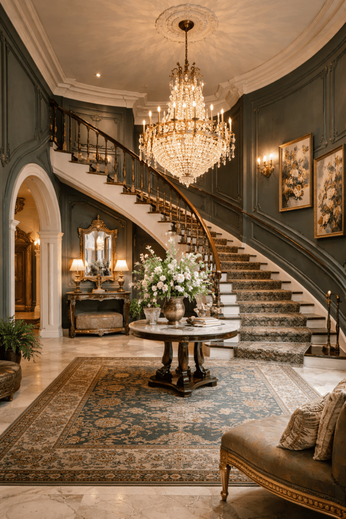 prunkvoller eingangsbereich mit treppe