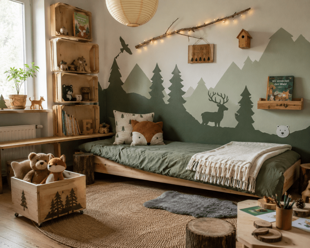 Ki-Bild: Kinderzimmer im Wald-Look