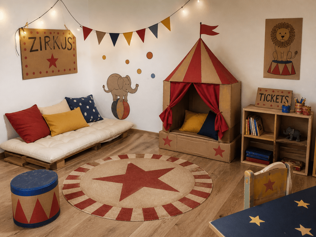 KI-Bild: Kinderzimmer im Zirkusstil
