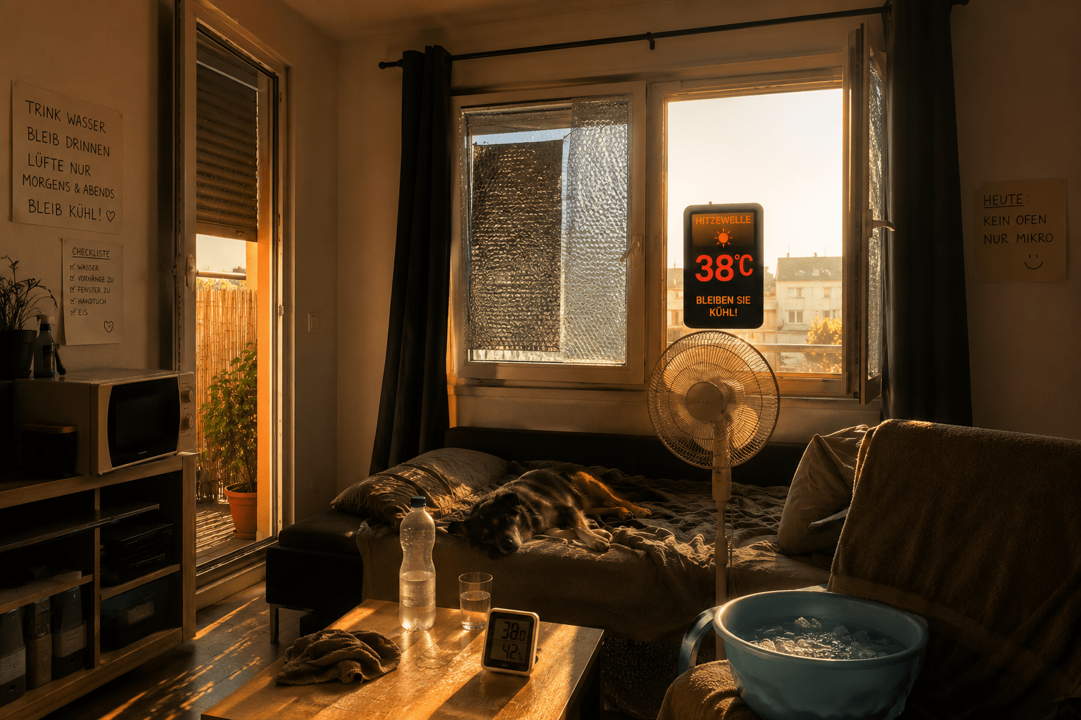 KI: Bild von einer heißen Wohnung während einer Hitzewelle