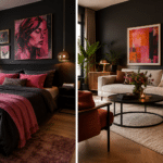 Wohnen in Schwarz, Wohnzimmer, Schlafzimmer